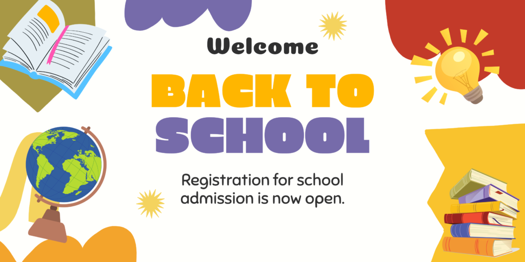 yellow purple and red playful back to school banner landscape